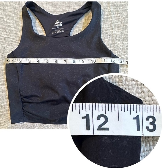 RBX Black Cropped Tank Top Built-in Sport Bra Subtle Pattern Workout Women’s S - Picture 8 of 11